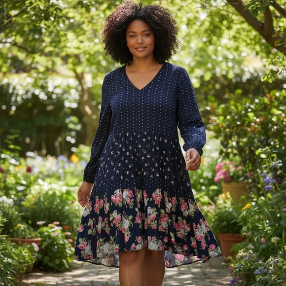Matilda Jane Dresses & Skirts - Matilda Jane Navy Floral Long Sleeve Dress